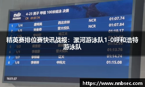 精英赛排位赛快讯战报：漯河游泳队1-0呼和浩特游泳队